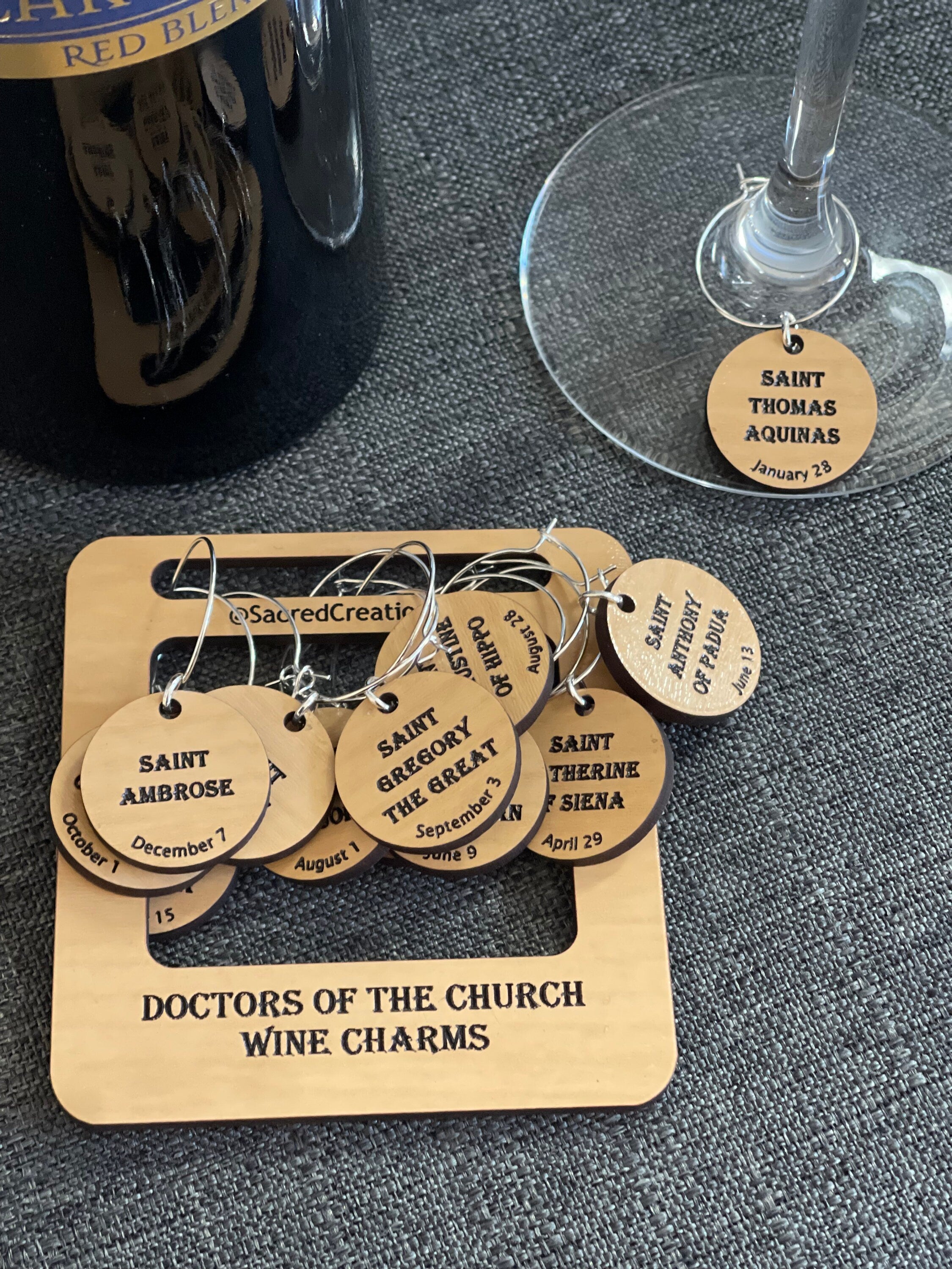 Catholic Saint Wine Charm Sets
