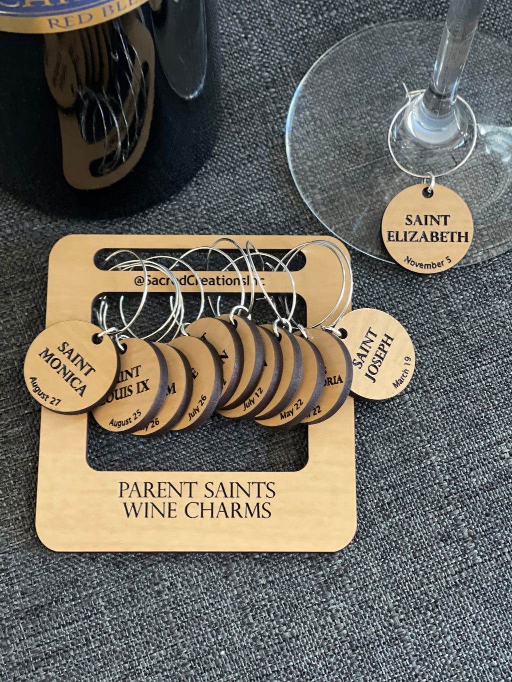 Catholic Saint Wine Charm Sets