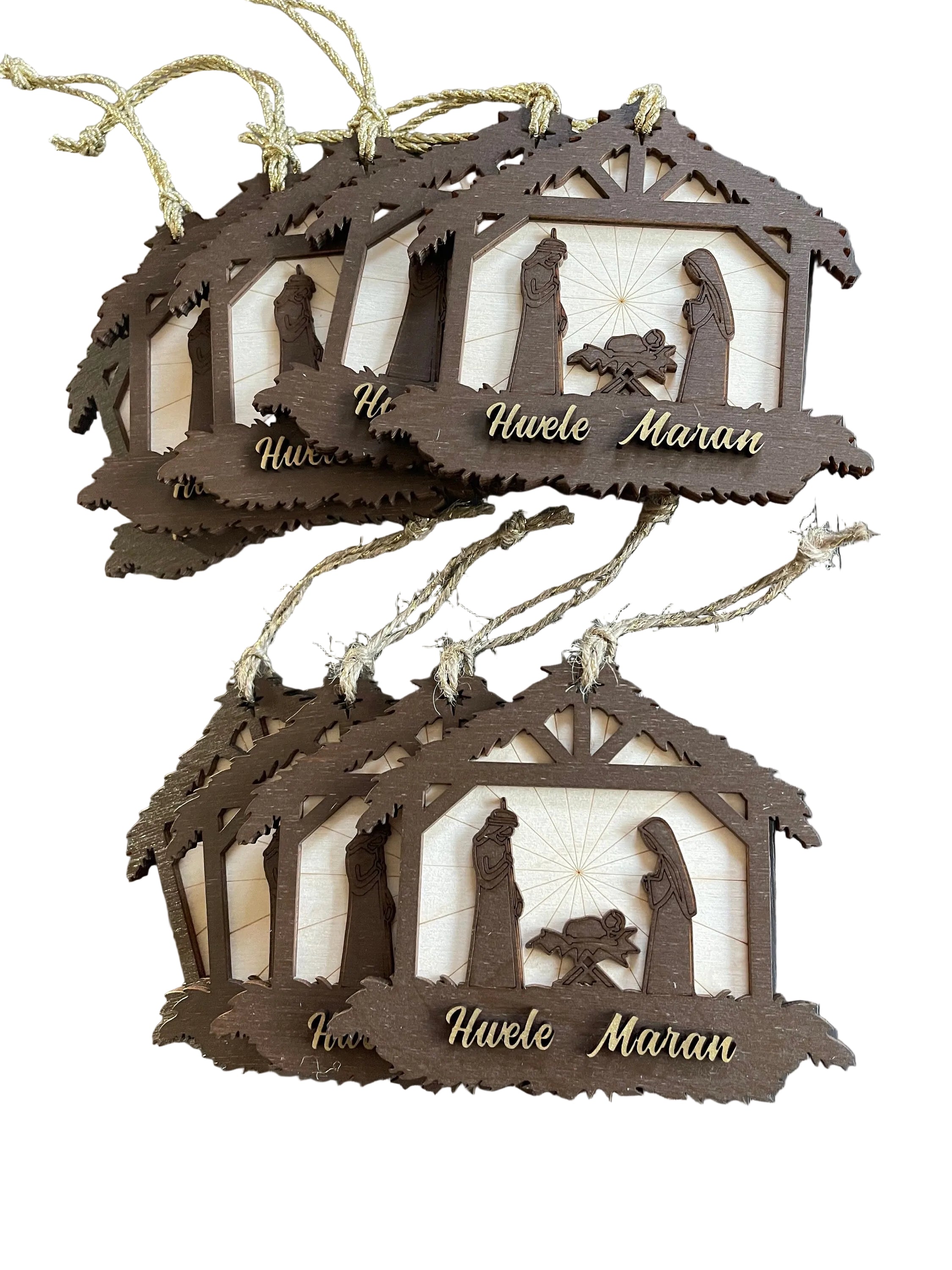 Nativity Wood Cutout Ornament Catholic Christmas Chaldean