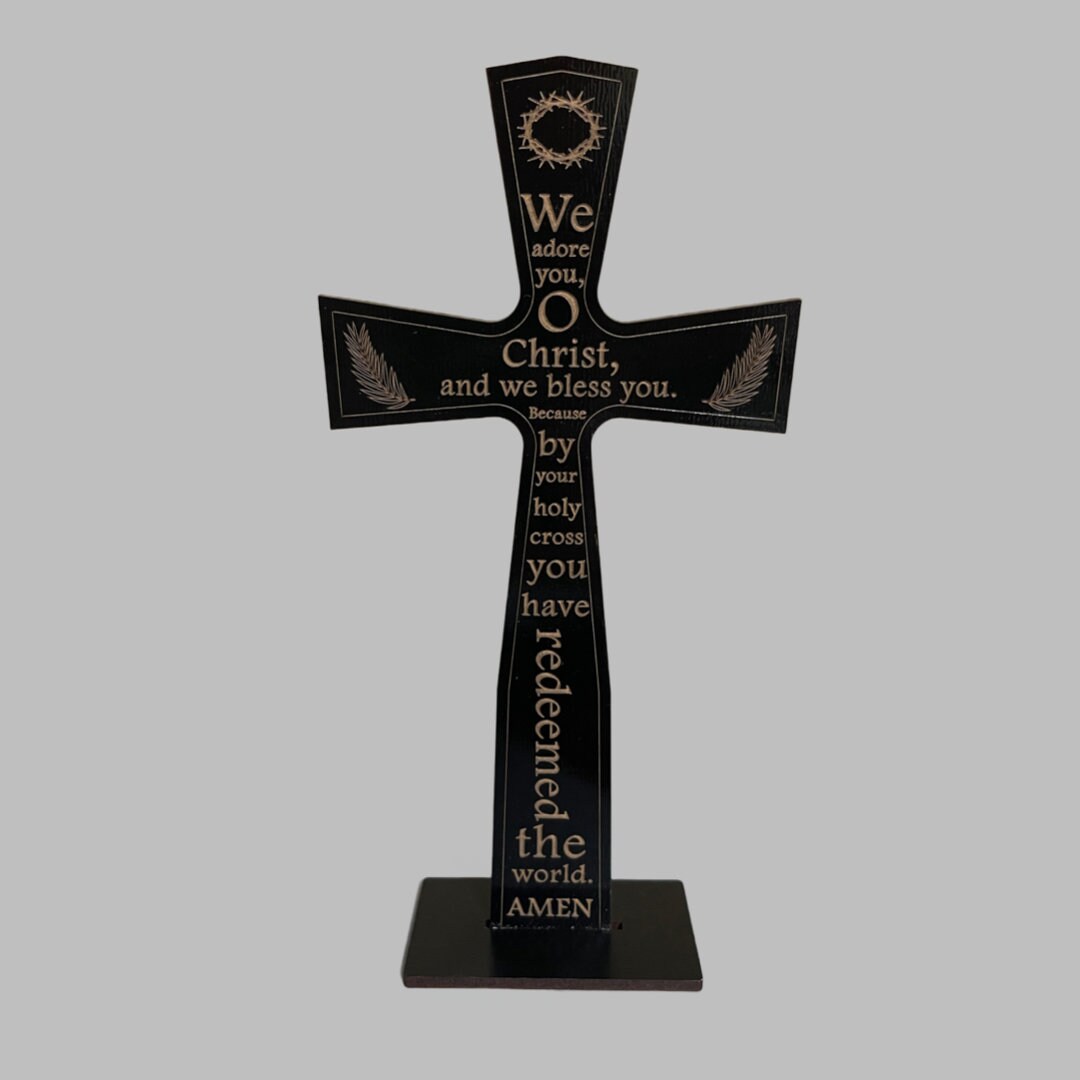 Lent Wood Cross We Adore You Stations Catholic