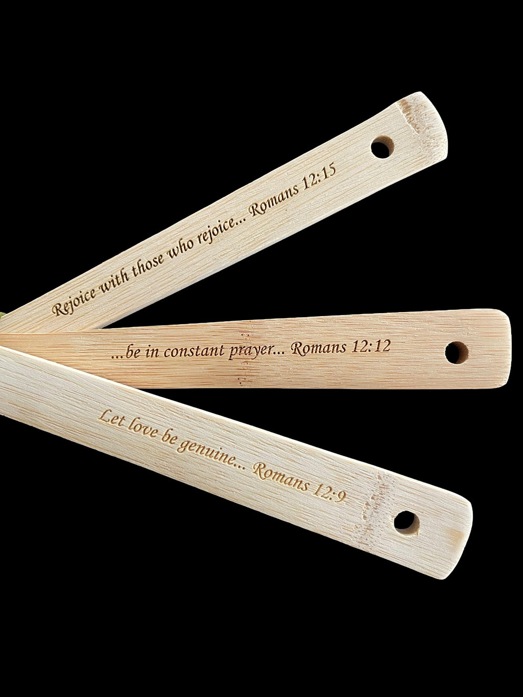 Engraved Christian Scripture Bamboo Utensil Set