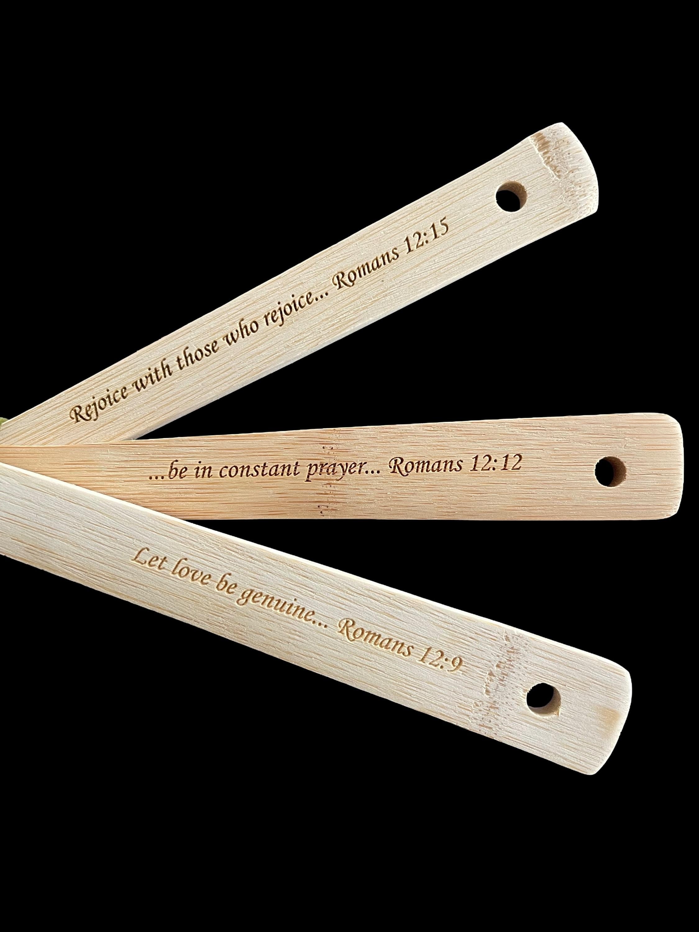 Engraved Christian Scripture Bamboo Utensil Set