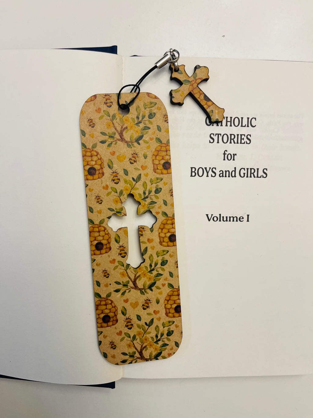 Wood Bookmark - Natural Honey Bees