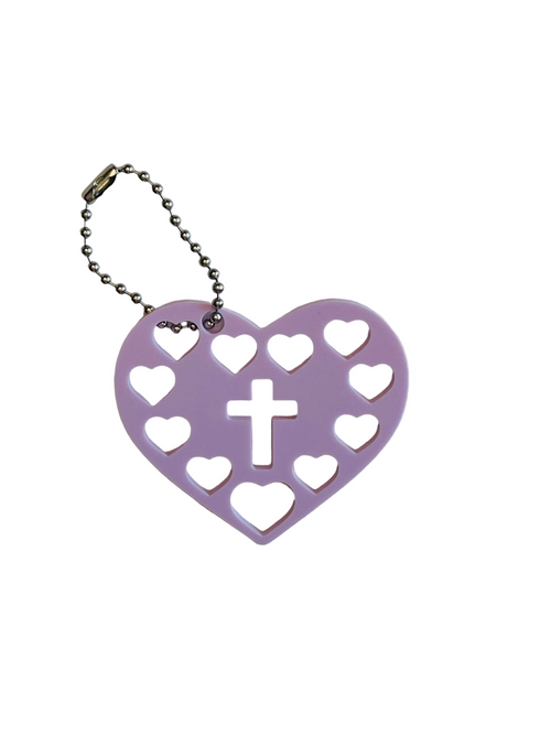 Decade Rosary Heart Keychain - Solid