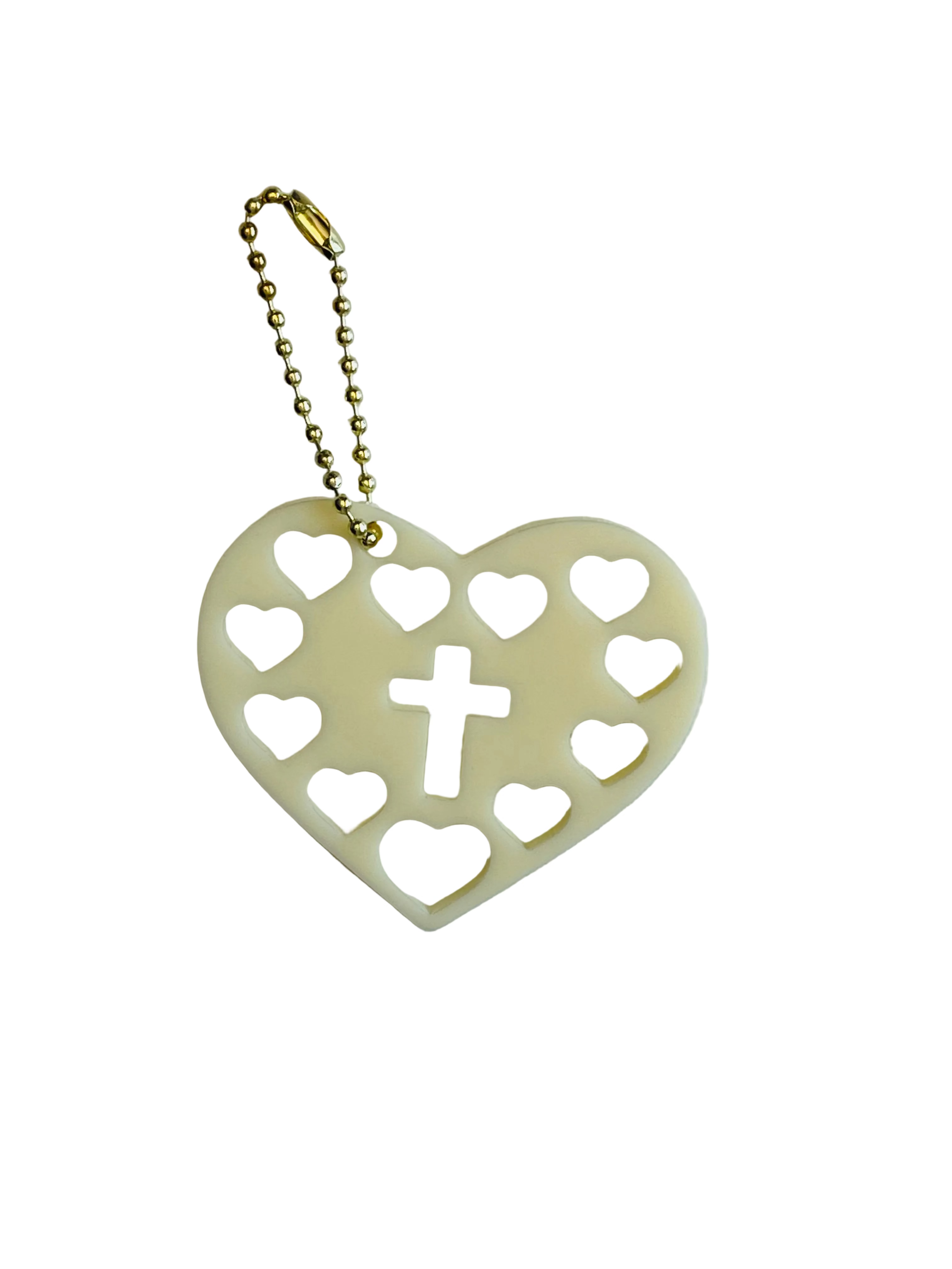 Decade Rosary Heart Keychain - Solid