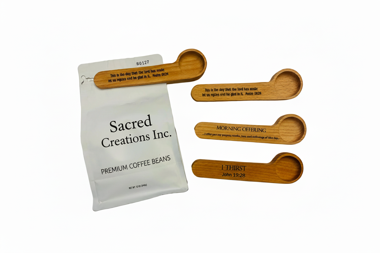 Engraved Bamboo Coffee Scoop Clip