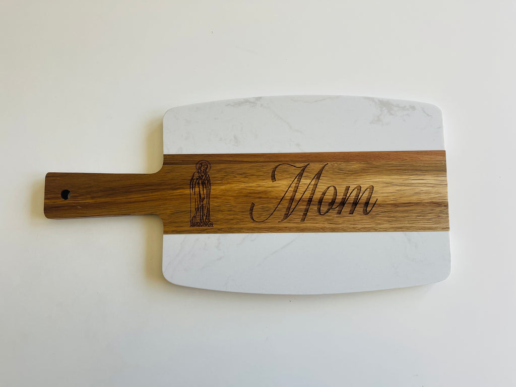 Marble/Wood Mary Mom Cutting Board