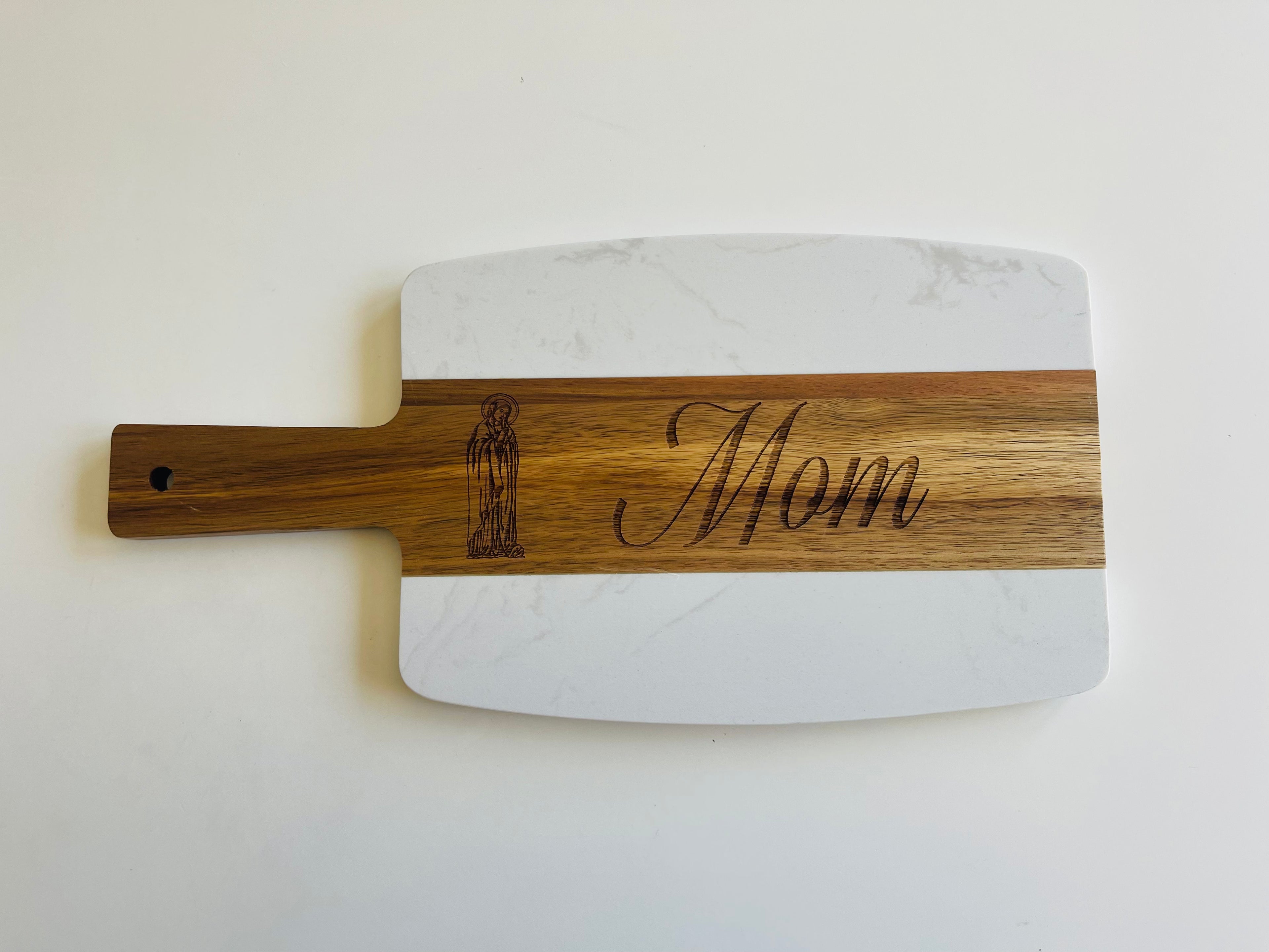 Marble/Wood Mary Mom Cutting Board