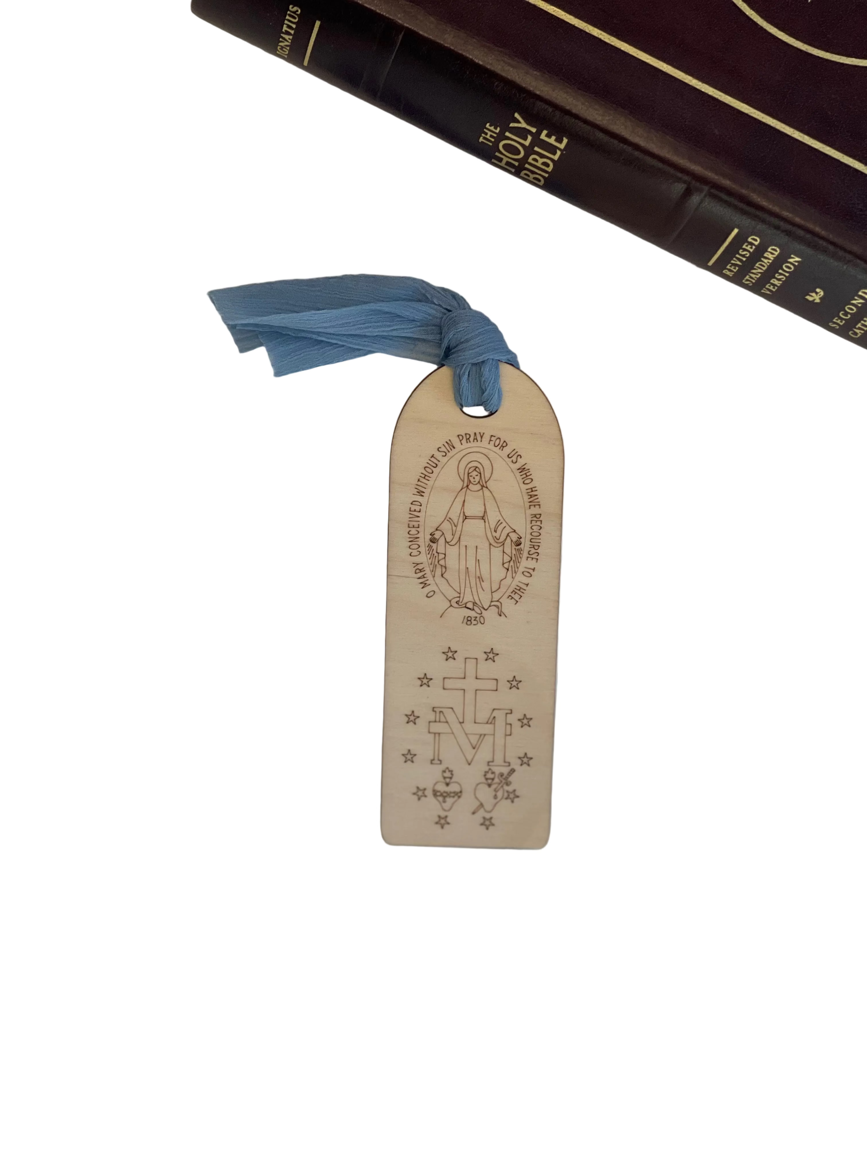 Miraculous Medal Bookmark Wood