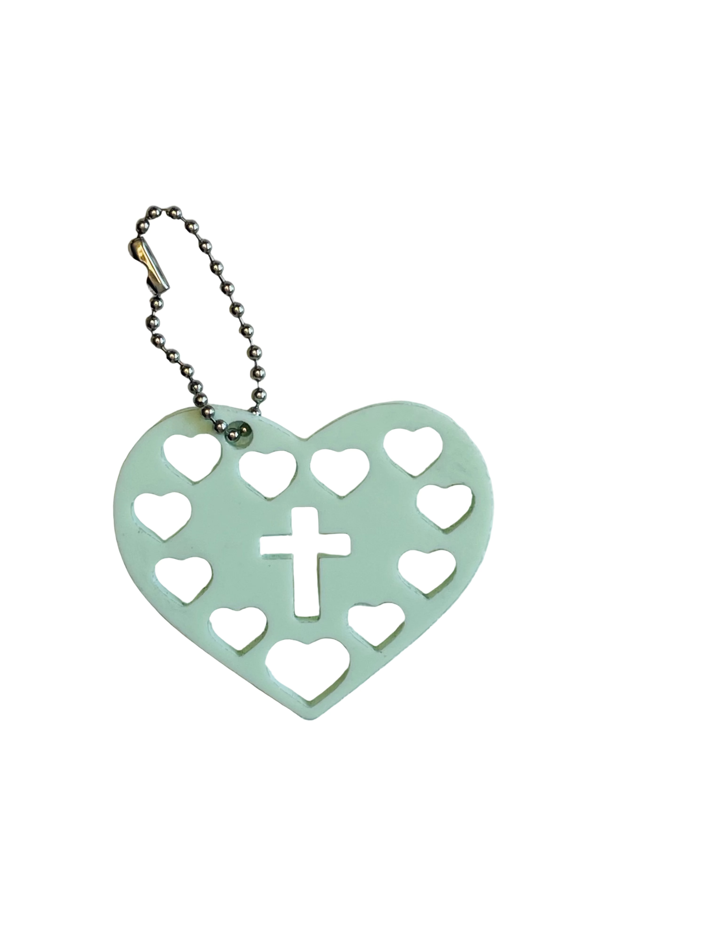 Decade Rosary Heart Keychain - Solid