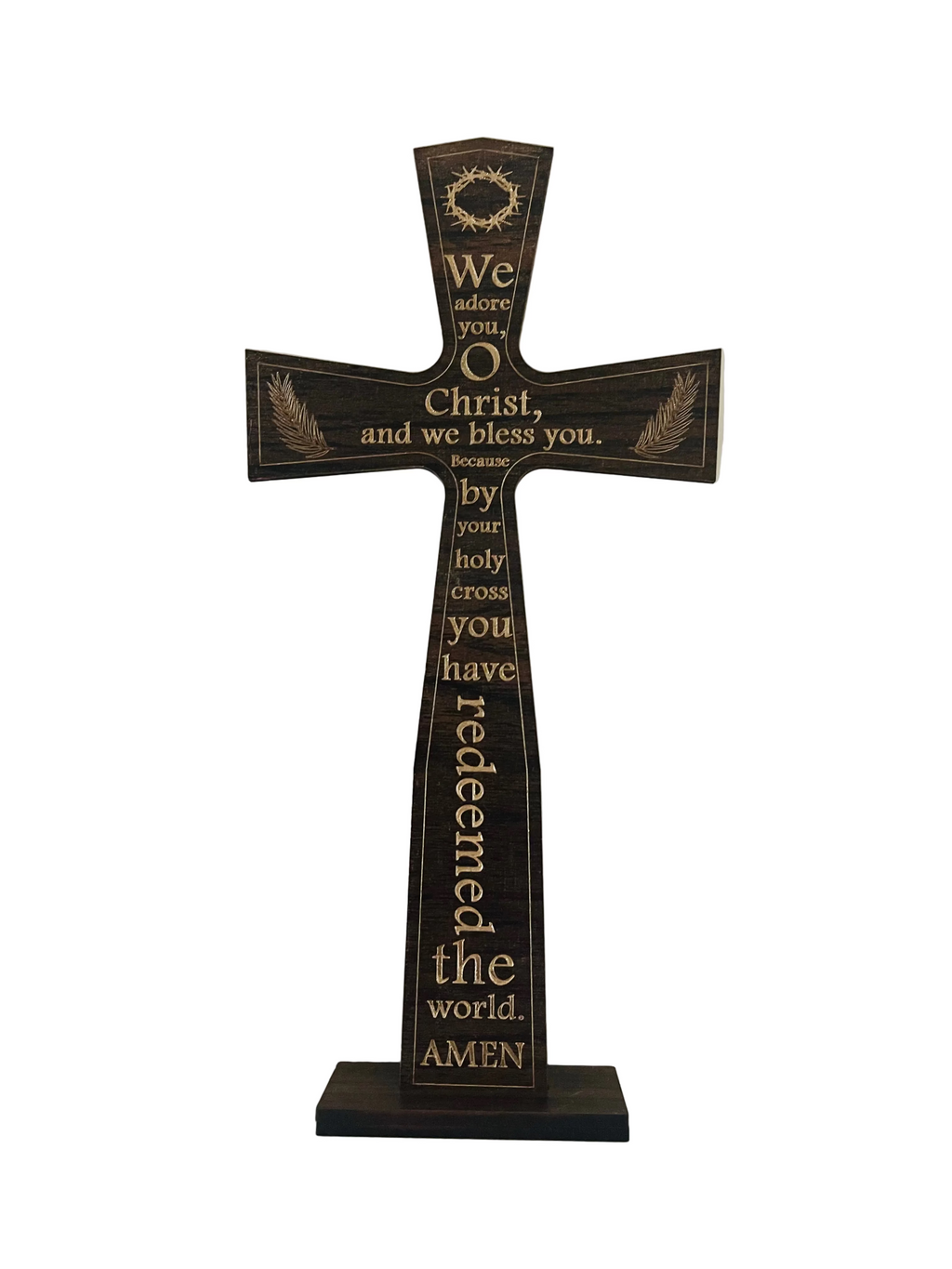 Lent Wood Cross We Adore You Stations Catholic