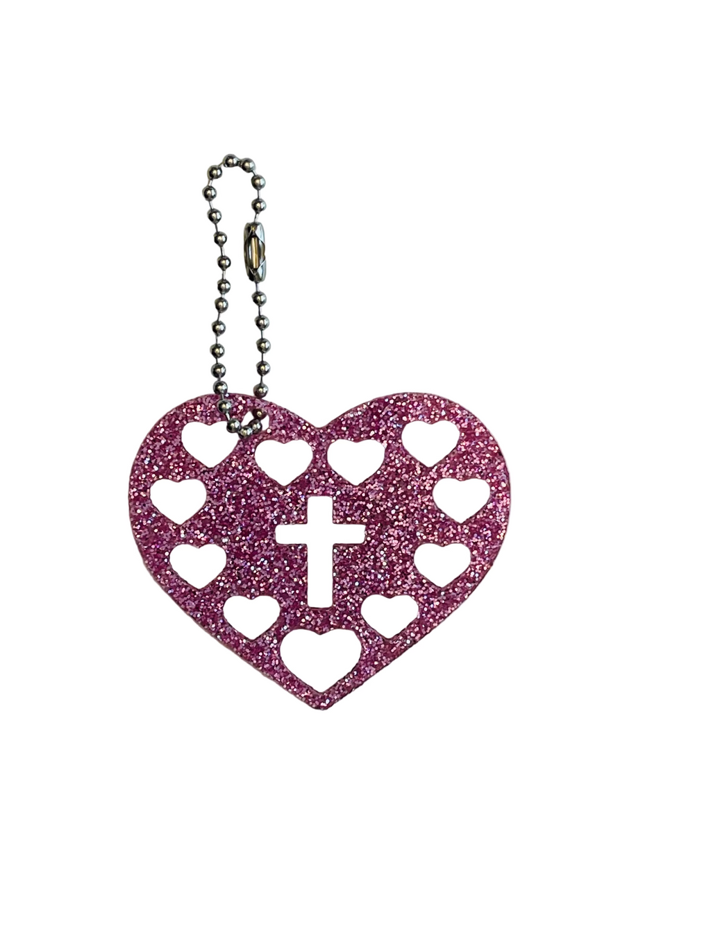 Decade Rosary Heart Keychain - Glitter