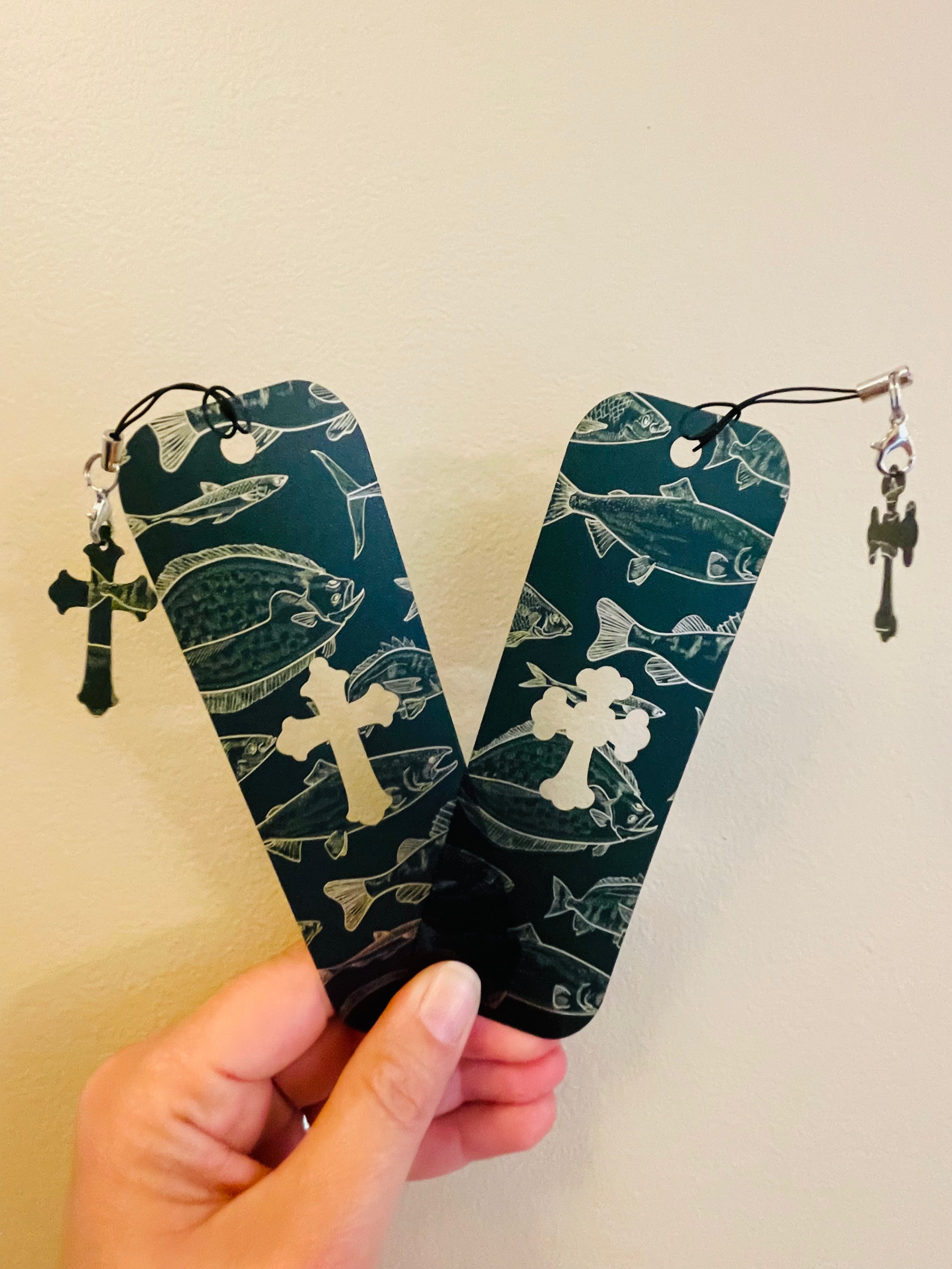 Flexible Bookmark - Assorted Fish on Green