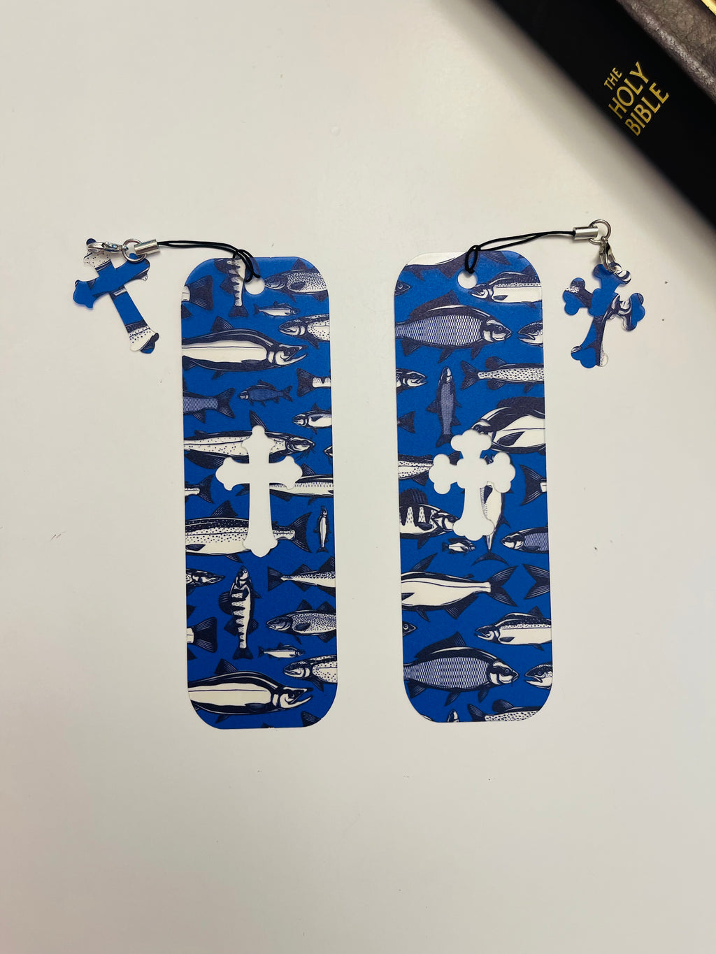Flexible Bookmark - Assorted Fish on Blue