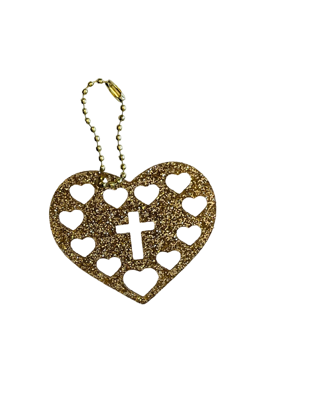 Decade Rosary Heart Keychain - Glitter