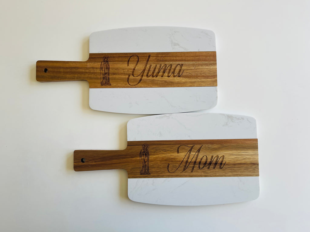 Marble/Wood Mary Mom Cutting Board