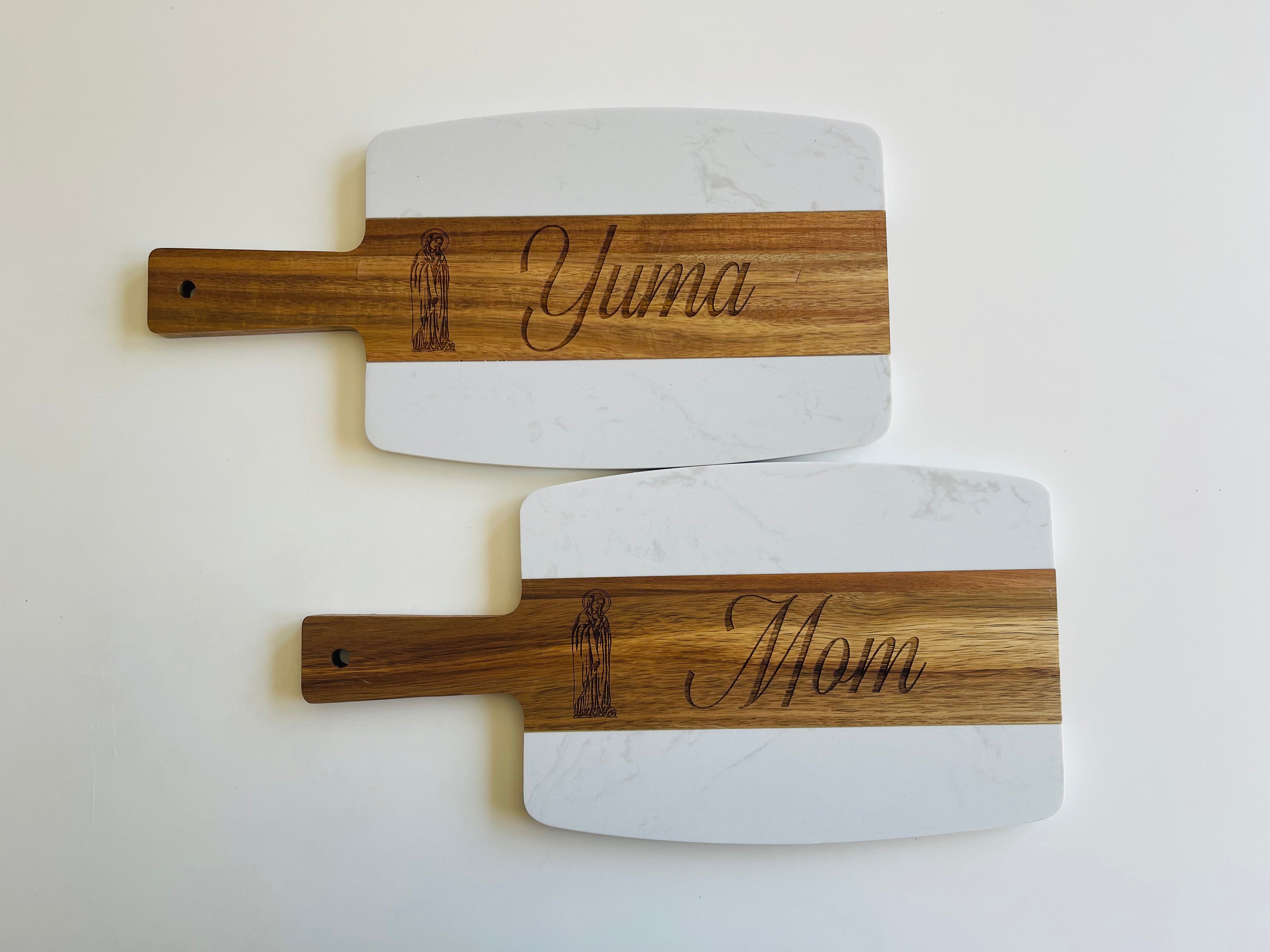 Marble/Wood Mary Mom Cutting Board