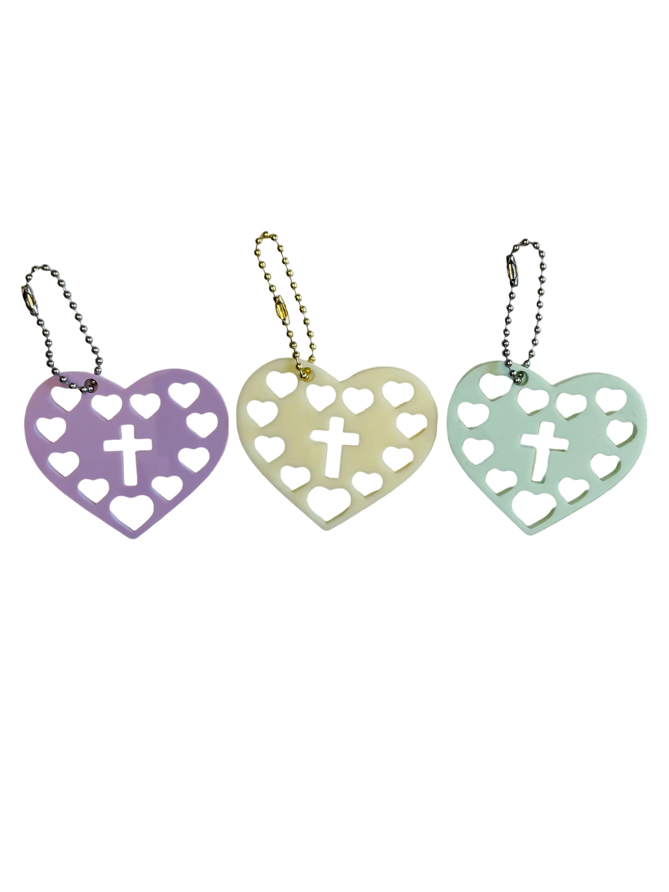 Decade Rosary Heart Keychain - Solid