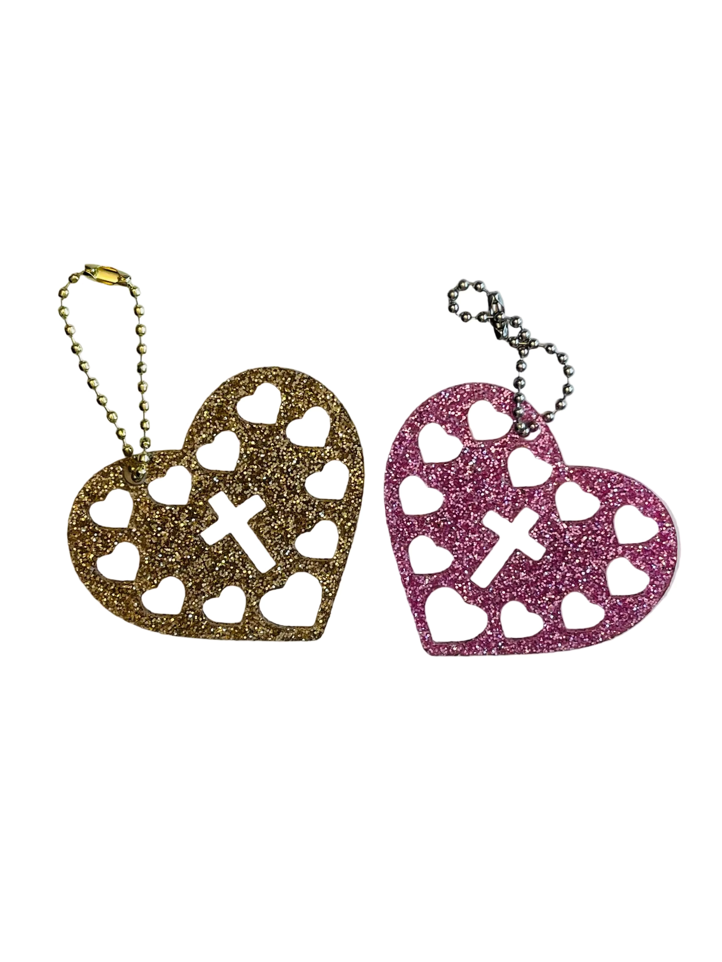 Decade Rosary Heart Keychain - Glitter