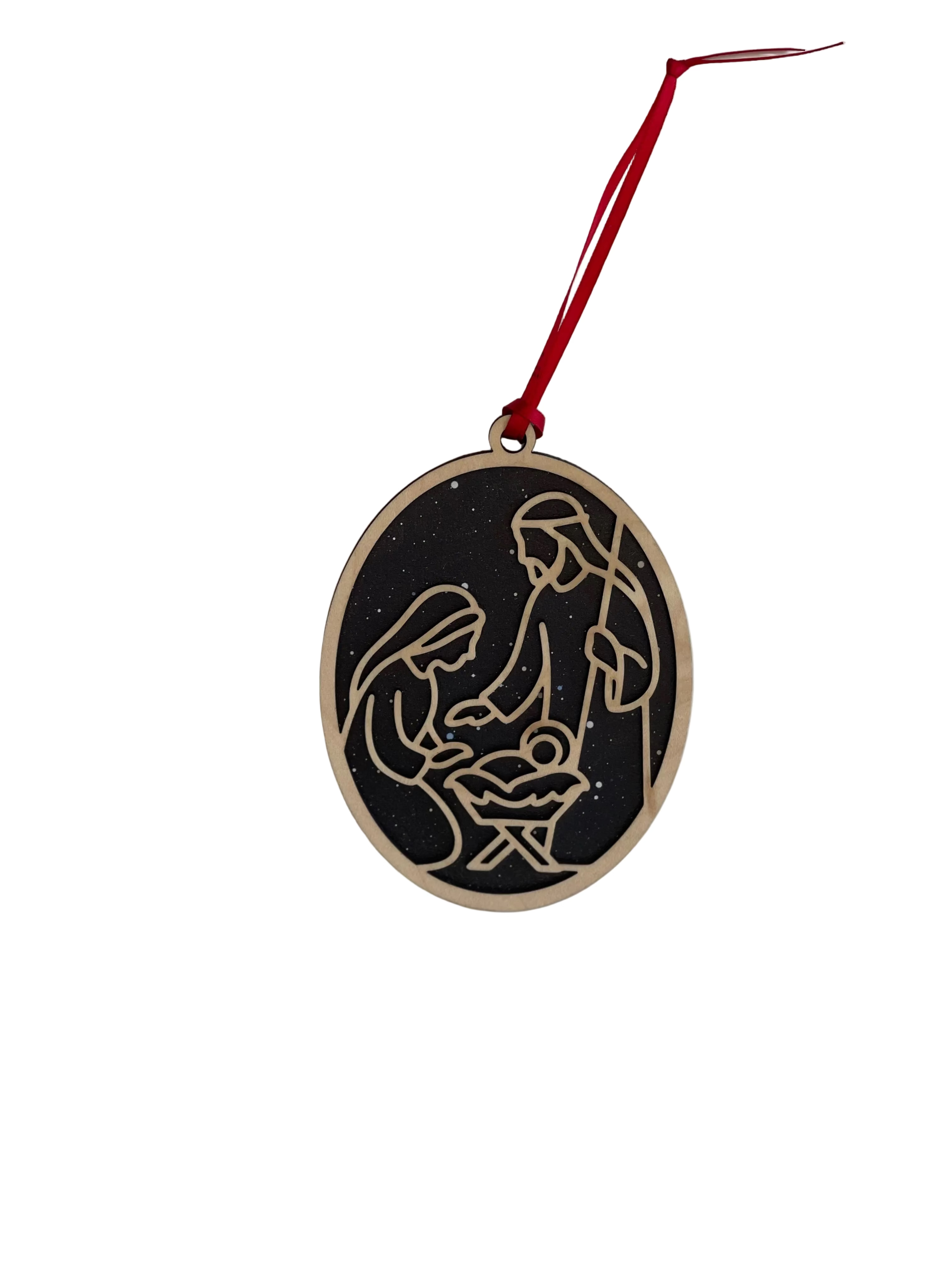Nativity Ornament  - Brown Over dotted Black Sky