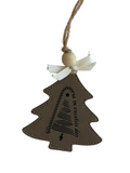 Glooooooooooooooooooria in excelsis deo on faux leather tree ornament - Lined swirl