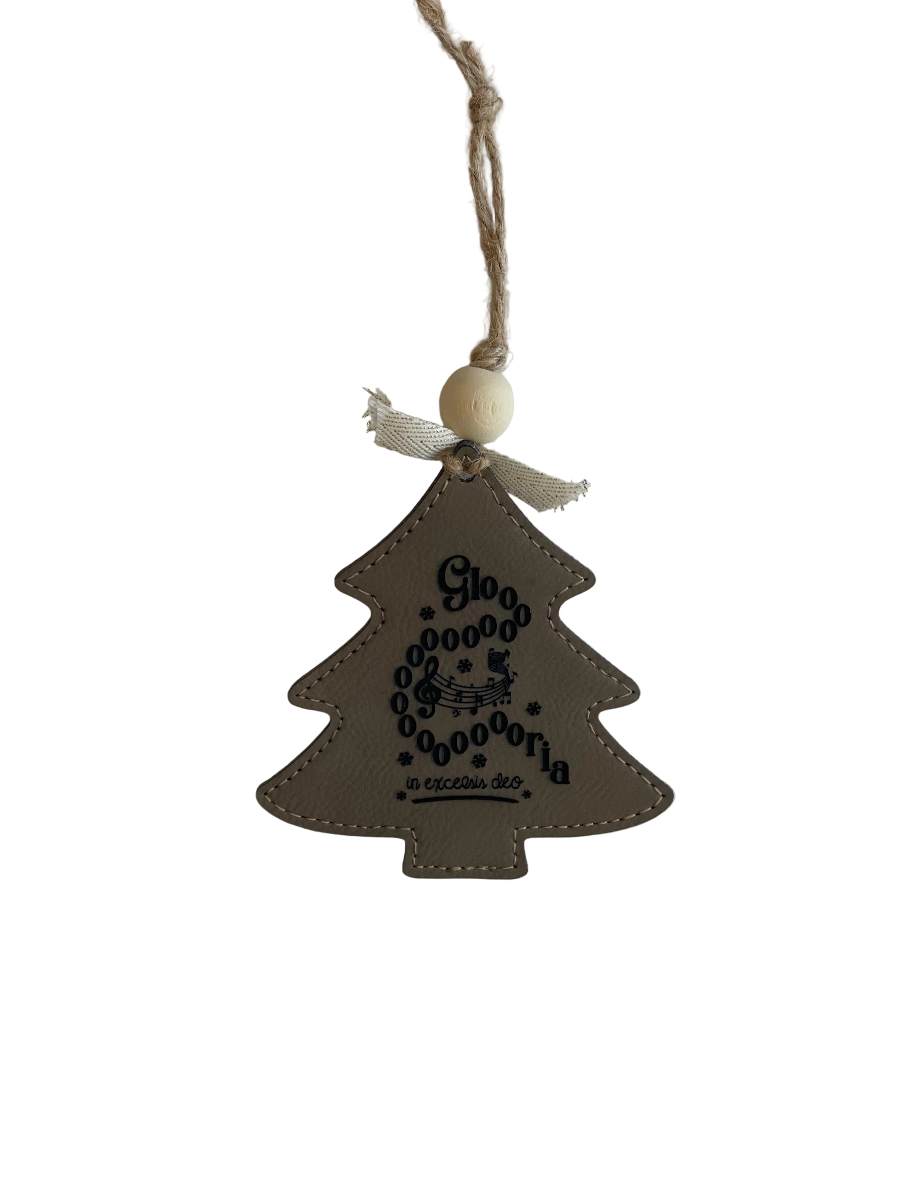 Glooooooooooooooooooria in excelsis deo on faux leather tree ornament - Swirl down