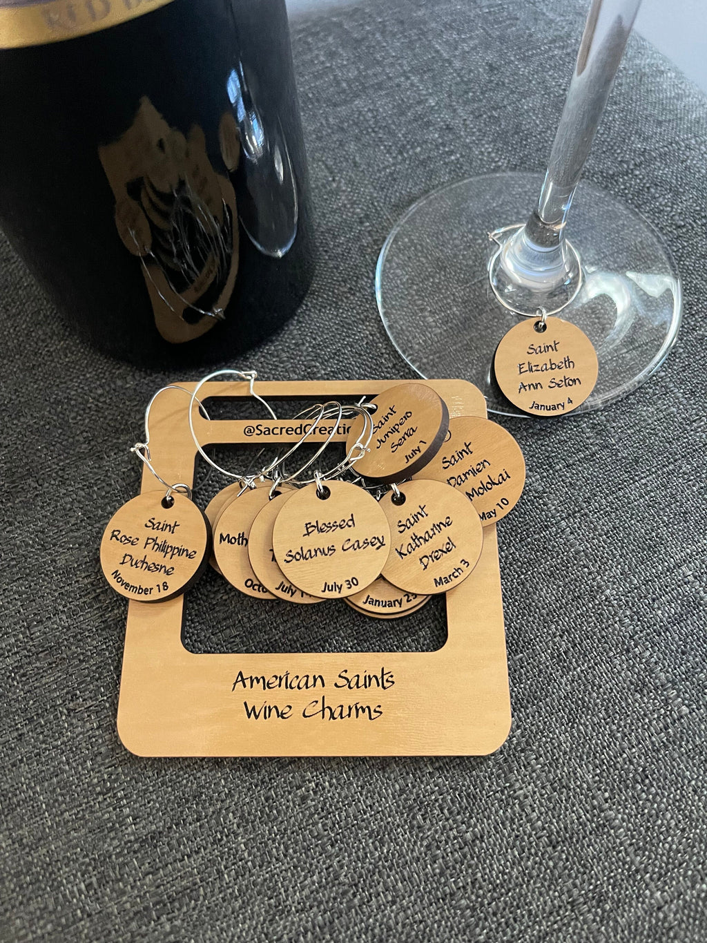 Catholic Saint Wine Charm Sets