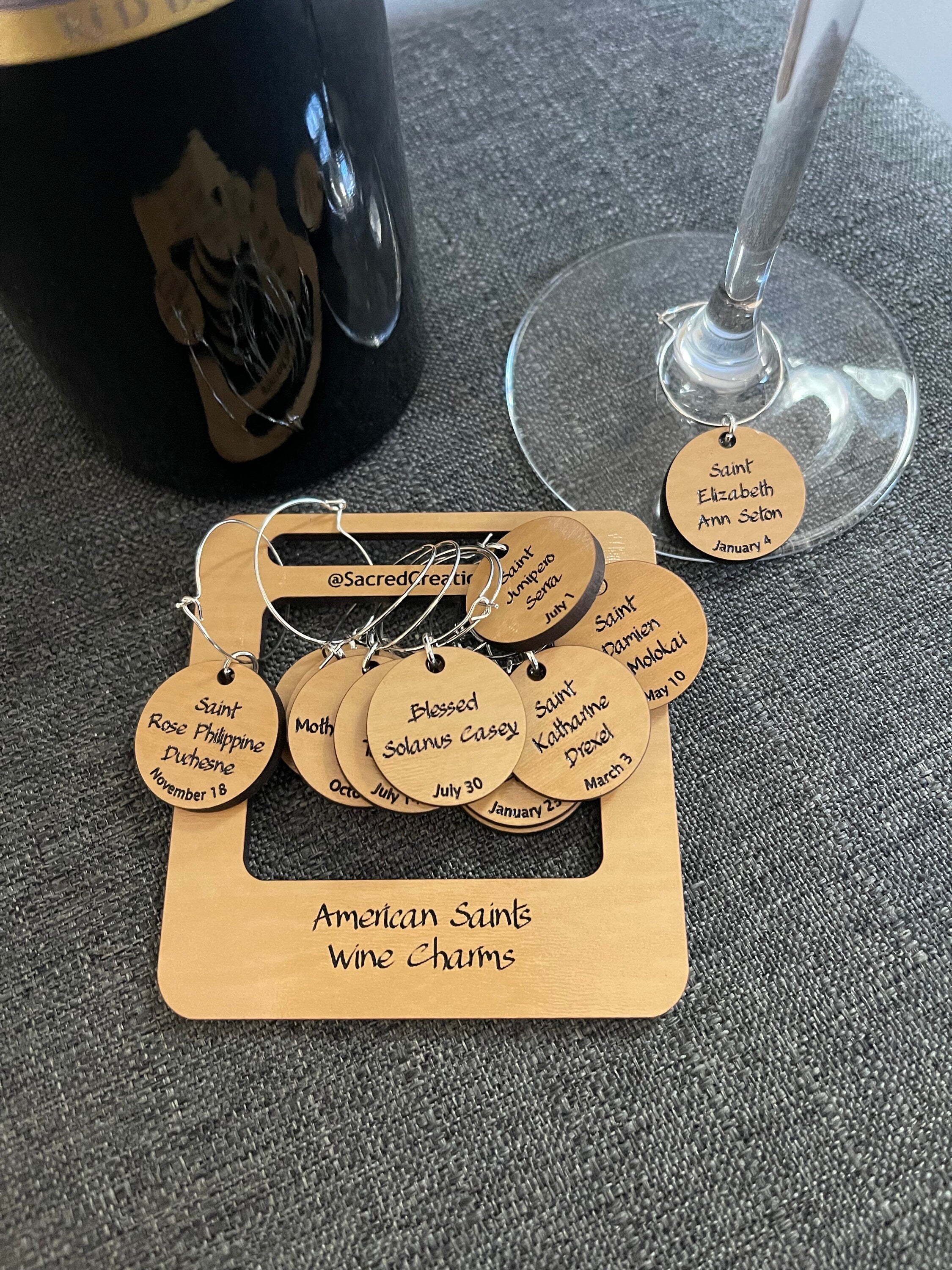 Catholic Saint Wine Charm Sets