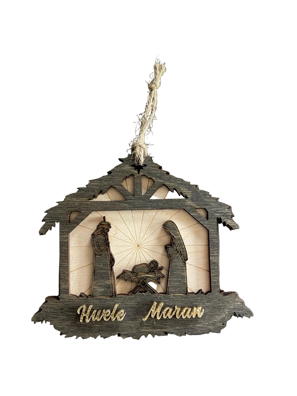 Nativity Wood Cutout Ornament Catholic Christmas Chaldean